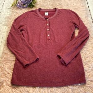 NSF Burgundy Henley Long Sleeve Top sz M